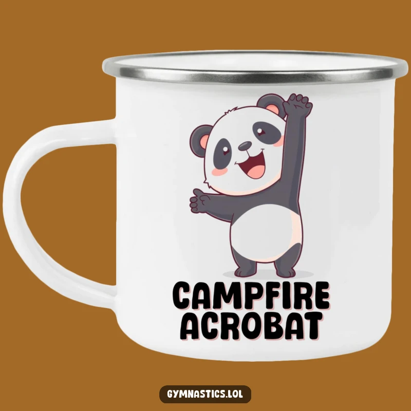 Enamel Funny Panda Handstand Camping Mug: Embrace Fun Outdoors with This Hilarious Gear