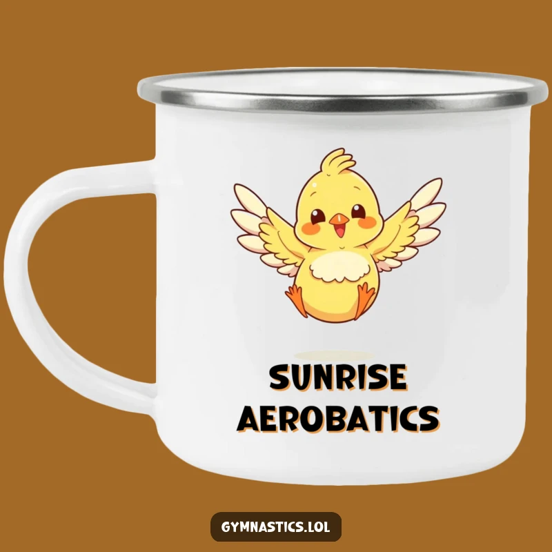 Enamel Funny Chick Landing Jump Camping Mug: Adventure with This Hilarious Outdoor Gear