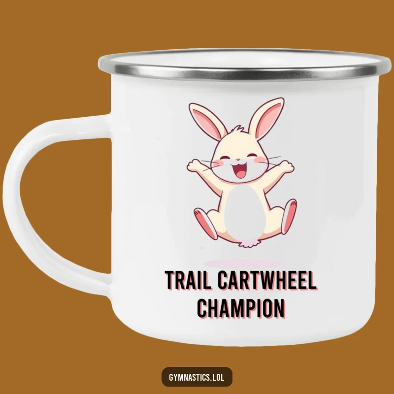 Funny Bouncy Rabbit Cartwheel Camping Mug - Outdoor Gift for Energetic Fun
