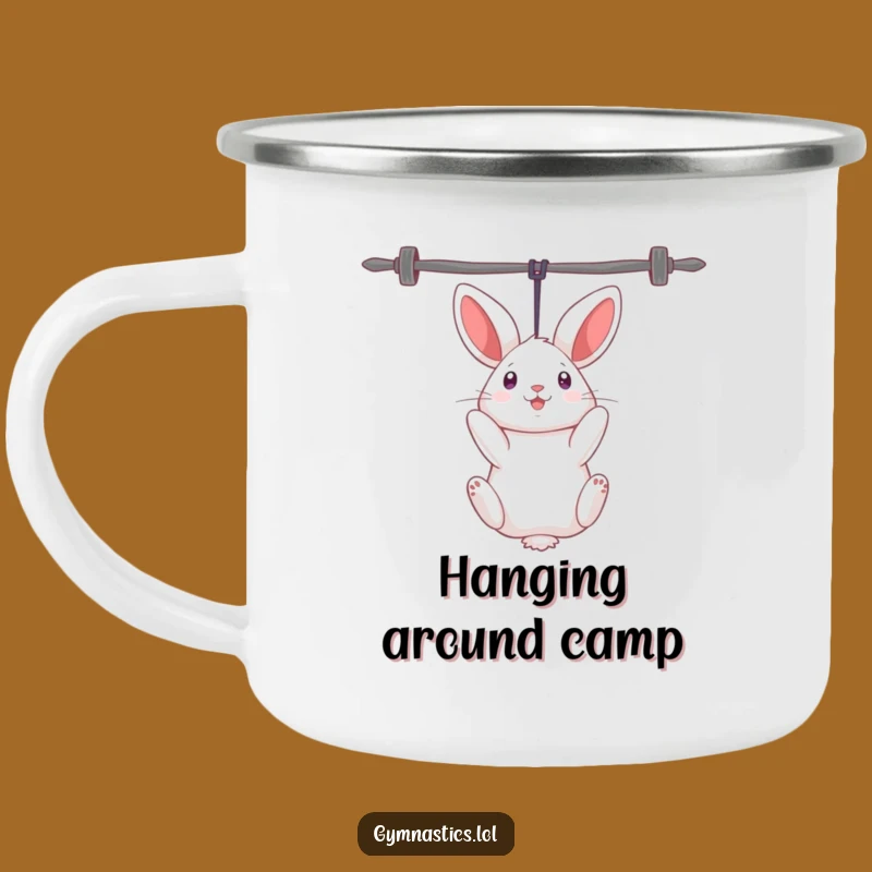 Funny Rabbit Uneven Bars Camping Mug: Quirky Outdoor Drinkware
