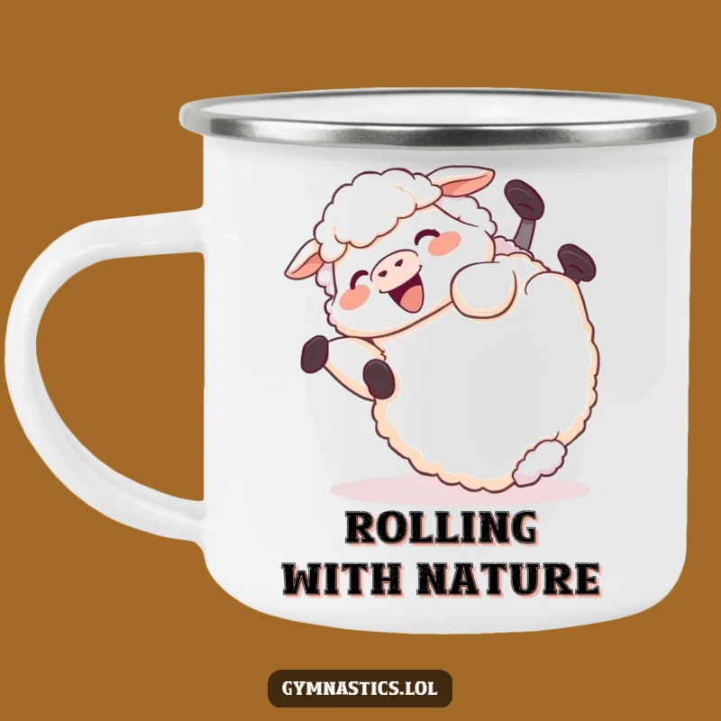 Funny Camping Mug: Giggling Sheep's Tumble for Outdoor Fun