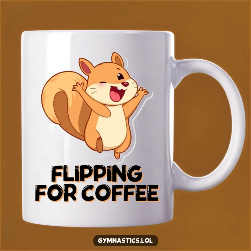 Funny Squirrel Somersault Mug - Playful Grinning Animal Coffee Cup, Perfect Gift