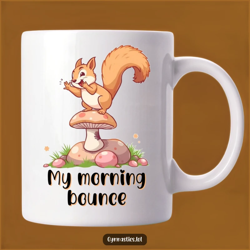 Funny Squirrel Somersault Mushroom Mug - Hilarious Springy Acrobatics Gift