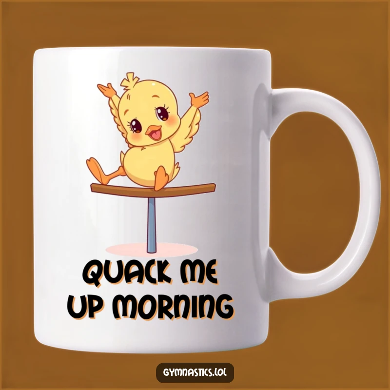 Funny Duckling Balance Beam Mug Gift: Giddy Tumbler for Gymnastics and Bird Lovers