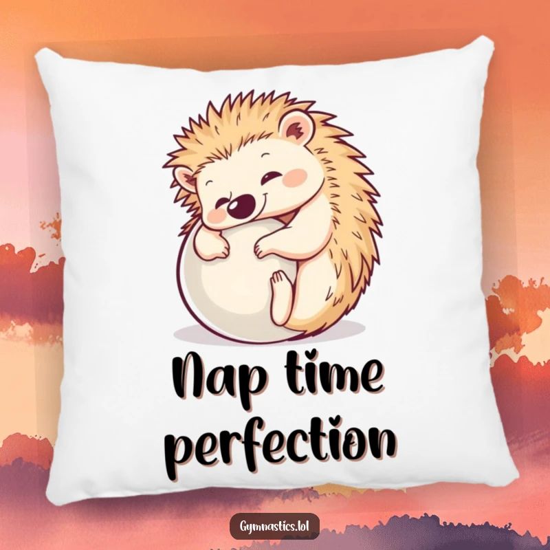 Funny Hedgehog Yoga Pillow: A happy hedgehog perfectly rolls into a ball pose, offering comfort and a daily dose of humor.