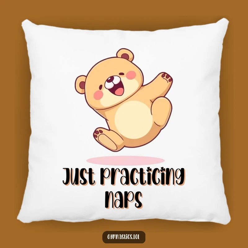 Funny Bear Tumble Pillow: Soft Cartoon Bear Landing Gracefully, Cozy Funny Gift
