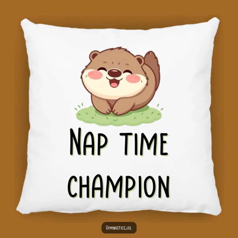 Funny Otter Tumble Pillow: Soft, Joyful Fluffy Animal Accent Gift