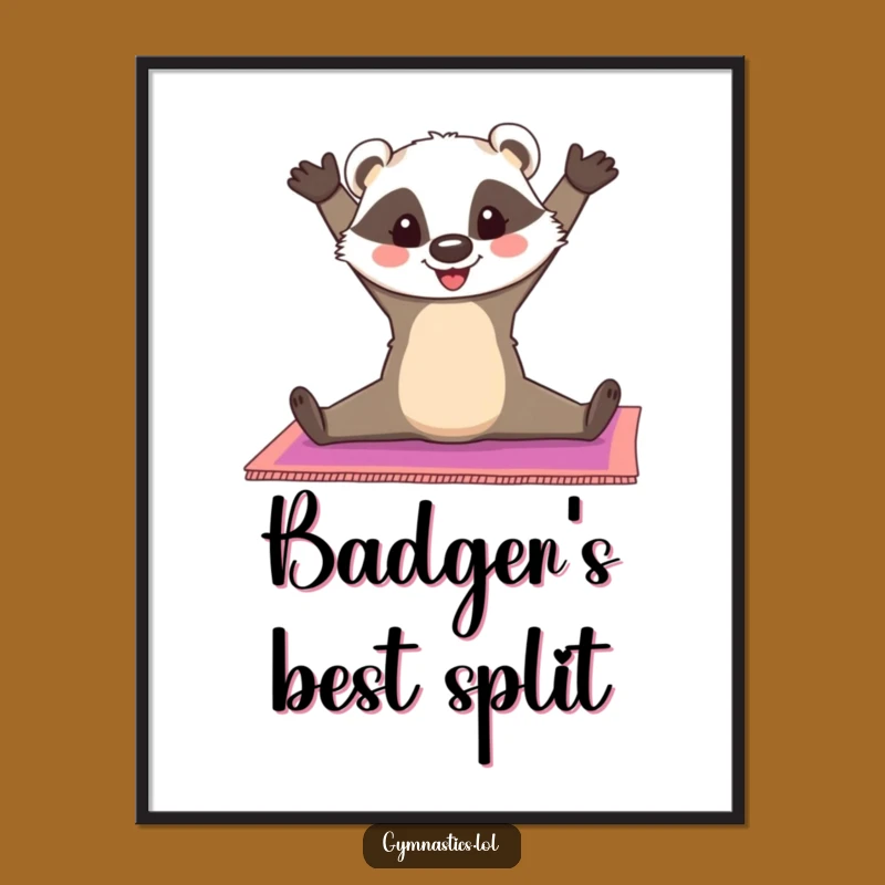 Funny Badger Split Gymnastics Digital Art: Cheerful Flexibility for Walls