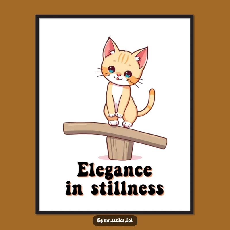 Funny Kitten Balance Digital Art, Hilarious Printable for Cat Lovers