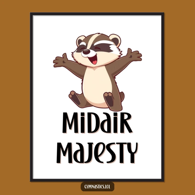 Funny Badger Leap Digital Art Print - Graceful Instant Download Gift