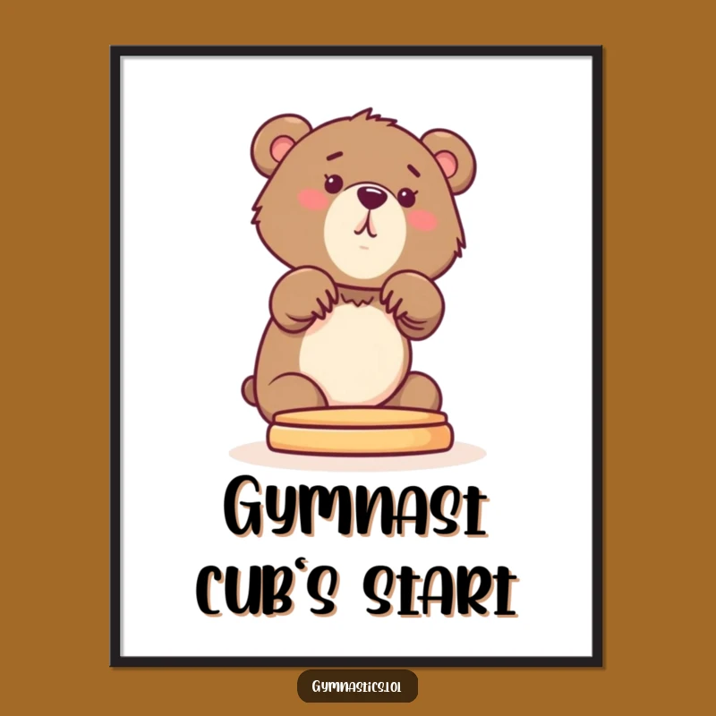 Funny Bear Cub Digital Art: Gymnastics Cub Print for a Wonderful Funny Gift