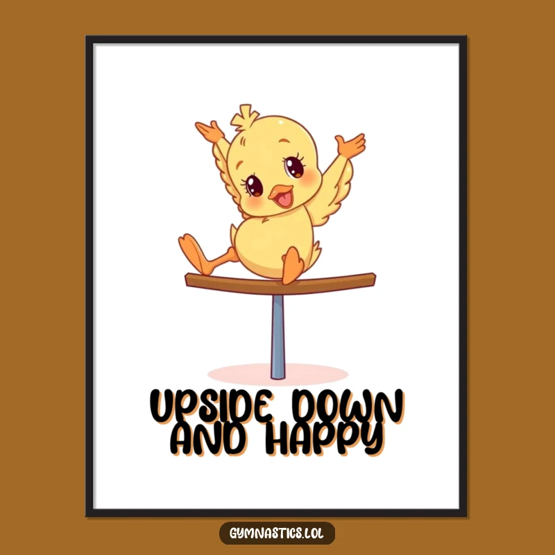 Funny Duckling Digital Print: Giddy Tumbler's Balance Beam Art for Instant Cheer