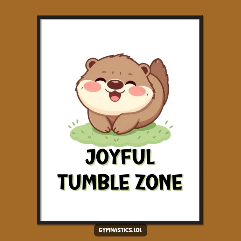 Funny Otter Tumble Digital Print: Joyful Fluffy Animal Art Download Gift