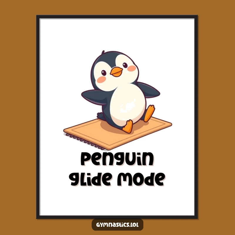 Funny Penguin Gymnastics Digital Art - Instant Download Playful Decor