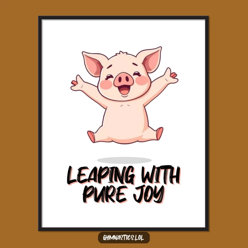 Funny Piglet Digital Print: Cheerful Acrobat's Split Leap Art for Instant Joy