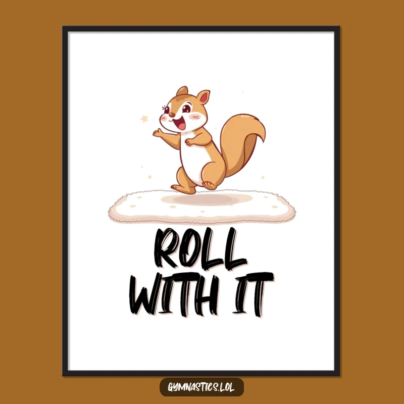Funny Squirrel Cartwheel Digital Art - Instant Energy Decor, Unique Gift