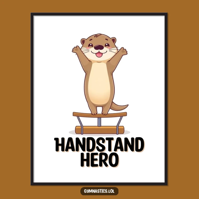 Funny Smiling Otter Handstand Digital Art Print - Joyful Wall Art Gift
