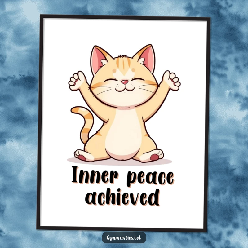 Funny cat in a whimsical yoga pose, a humorous digital art print for instant wall decor.
