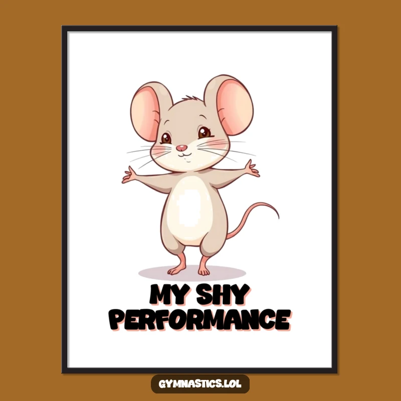 Funny Shy Mouse Pirouette Digital Print - Whimsical Art for Walls