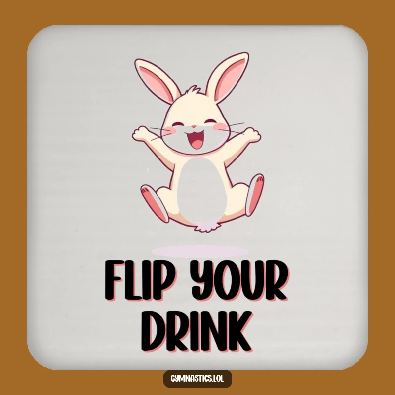 Funny Bouncy Rabbit Cartwheel Drink Coaster - Table Gift for Joyful Gatherings