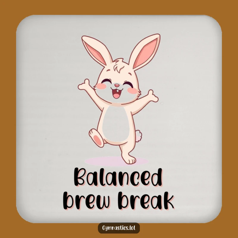 Funny Bunny Coaster Set: Enthusiastic Handstand Charm for Tables