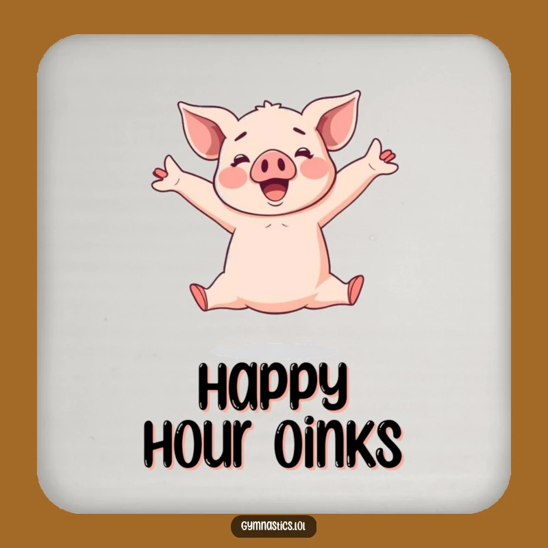 Funny Piglet Coaster Set: Cheerful Acrobat's Split Leap Charm for Tables