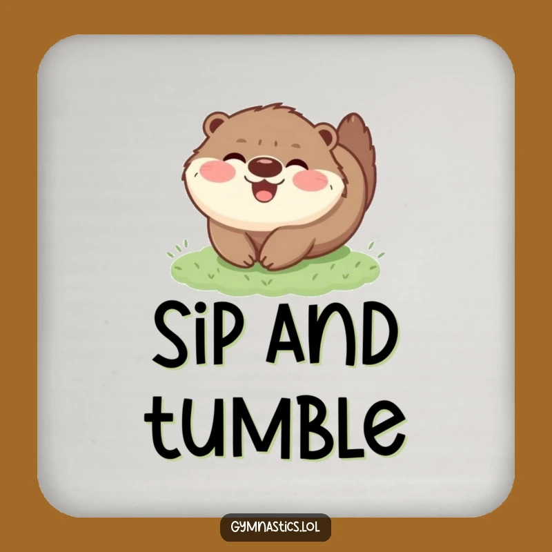Funny Otter Tumble Coaster: Joyful Fluffy Animal Drink Protector Gift