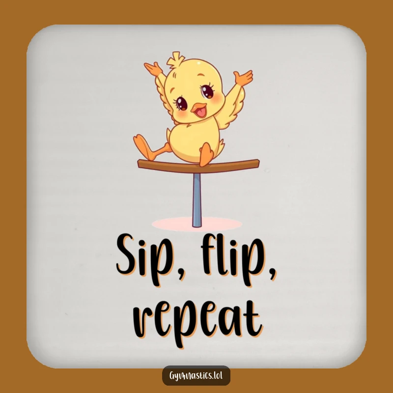 Funny Duckling Coaster Set: Giddy Tumbler's Balance Beam Charm for Tables