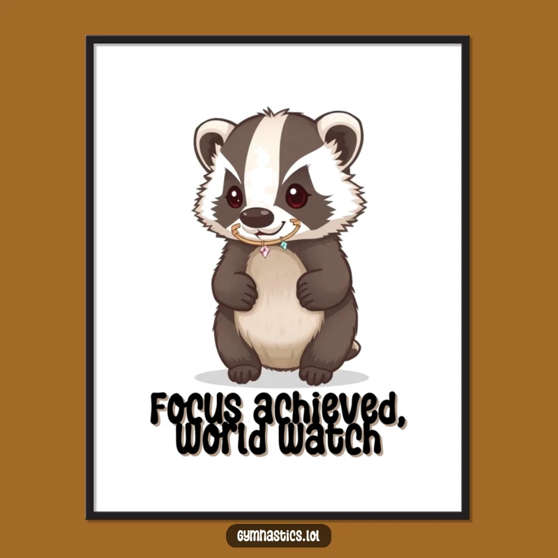 Funny Badger Hoop Poster - Determined Performer Wall Art Gift