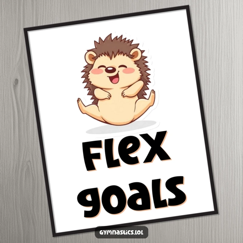 Funny hedgehog art poster, depicted in a perfect split with a giggle, bringing humor to wall decor.