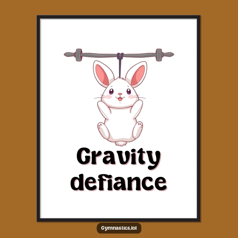 Funny Rabbit Uneven Bars Poster: Whimsical Gymnast Wall Art