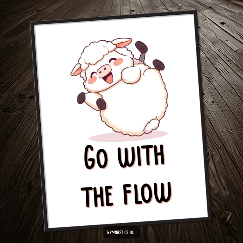 Funny Poster: Depicts a giggling sheep caught in a hilarious, end-over-end tumble, radiating pure joy and playful abandon.