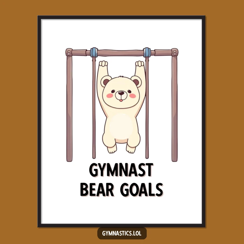Funny Bear Gymnastics Poster: Wall Art of an Upside Down Bear