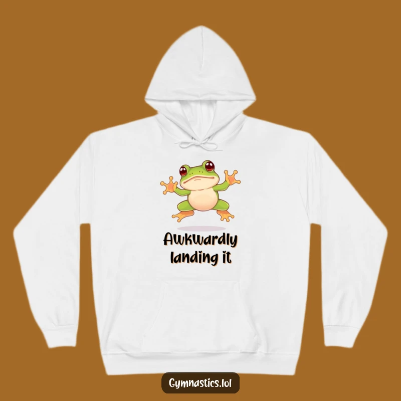 Cozy Funny Frog Hoodie: Jump into Comfort with This Awkward Landing Design