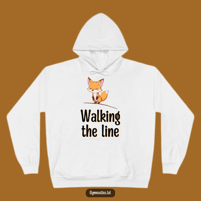 Cozy Funny Fox Balance Beam Hoodie: Warm Graphic for Acrobatic Fans