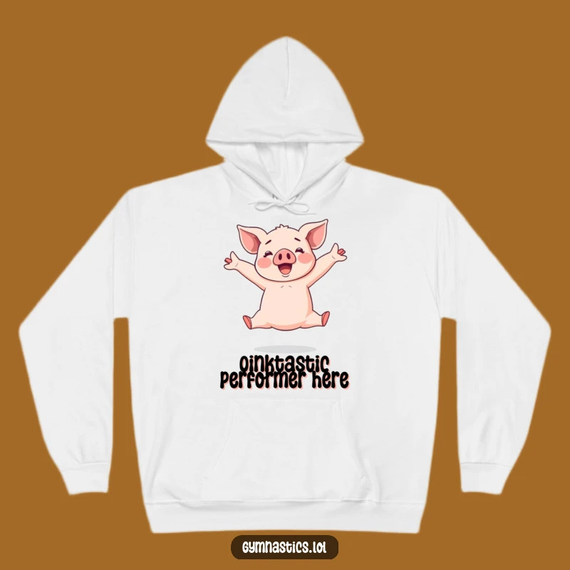 Funny Piglet Hoodie: Cozy Cheerful Acrobat's Split Leap for Warmth and Smiles