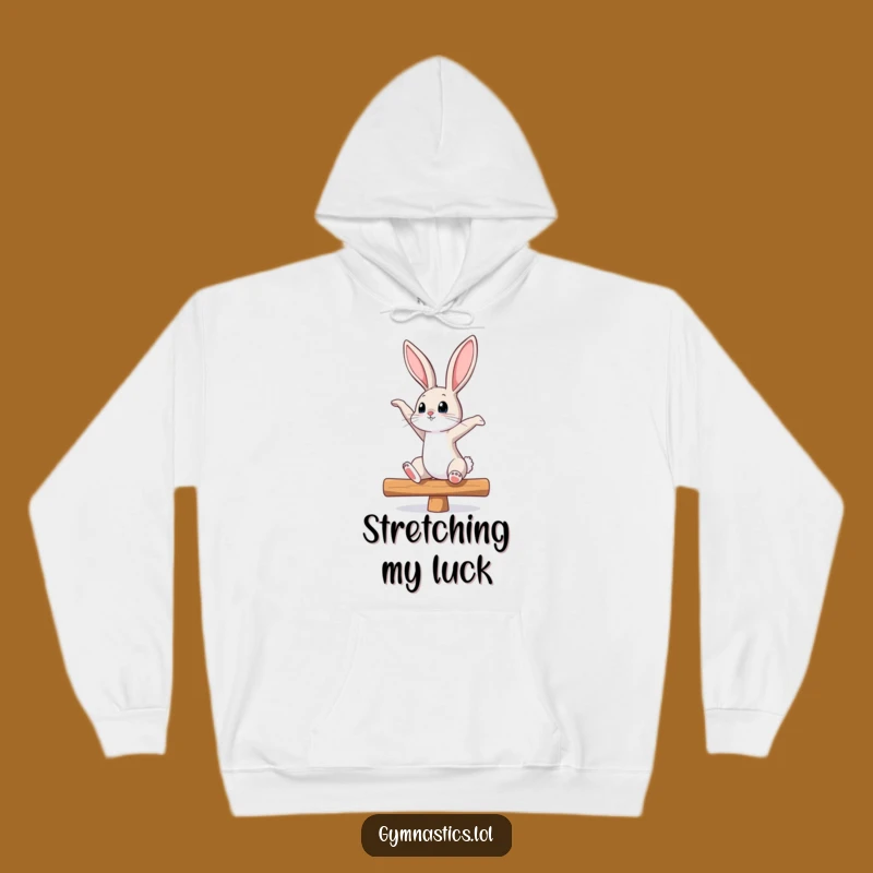 Funny Bunny Balance Beam Hoodie - Cozy Stretch Comfort, Perfect Gym Gift