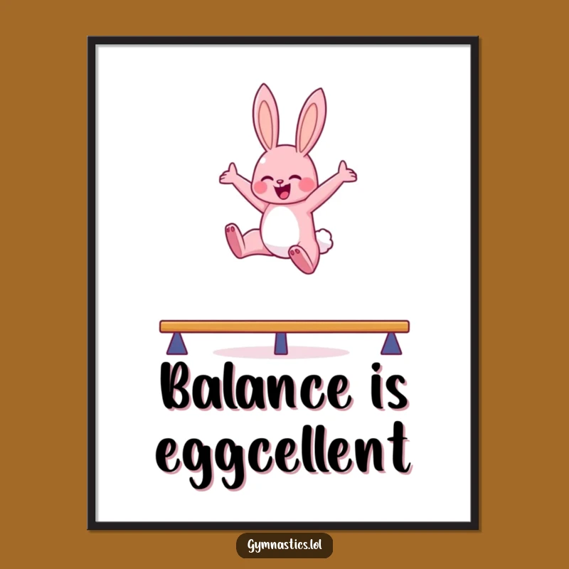Free Printable Bunny Gymnastics Wall Art - Funny Downloadable Decor