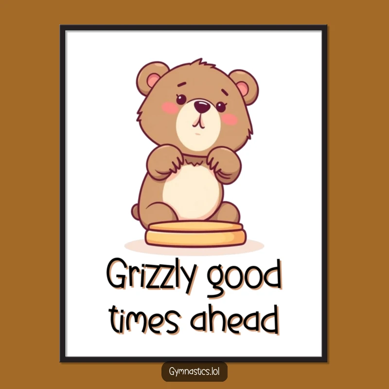 Free Printable Wall Art: Funny Bear Cub Gymnast - Hilarious Bear Decor