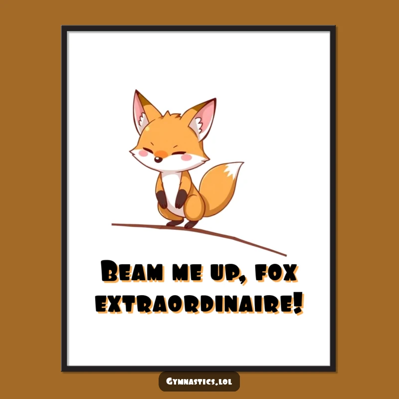 Funny Free Printable Wall Art: Fox Balance Beam - Witty Downloadable Art for Any Room