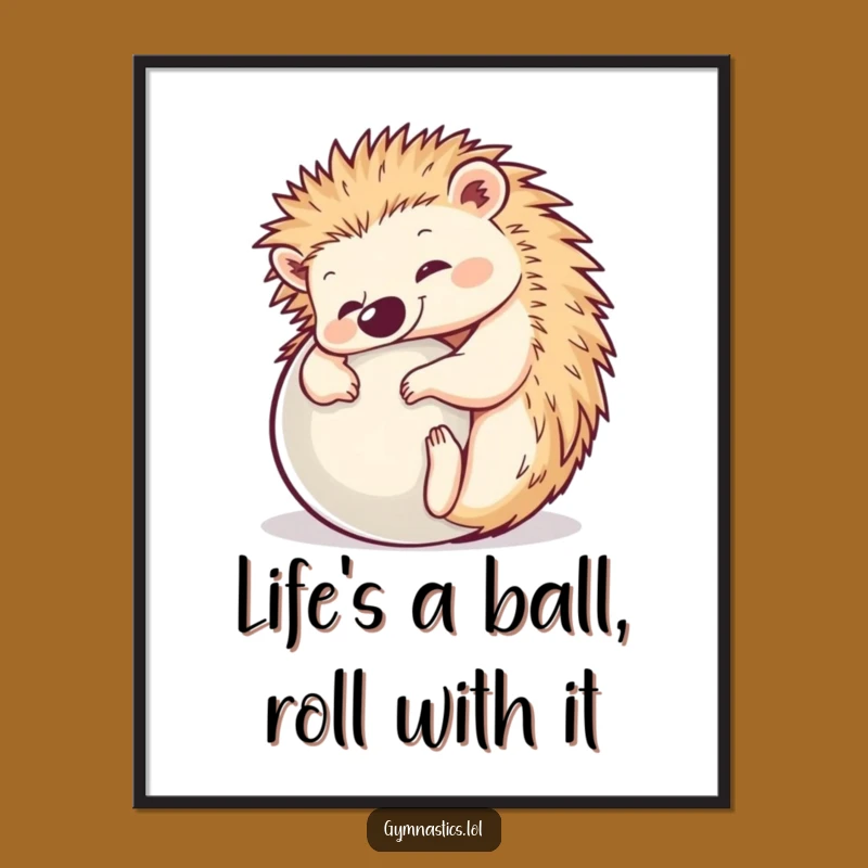 Funny Free Printable Wall Art: Hedgehog Yoga Ball Pose, Quirky Downloadable Decor Gift