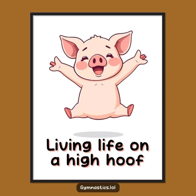 Free Printable Wall Art: Cheerful Piglet Split Leap - Funny Downloadable Art Gift