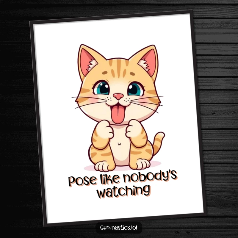 Funny Free Printable Wall Art: A curious cat sticking its tongue out while striking a sassy pose.