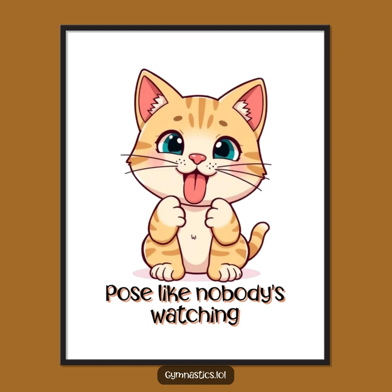 Funny Free Printable Wall Art: Cat Tongue Out Pose, Quirky Downloadable Art Gift