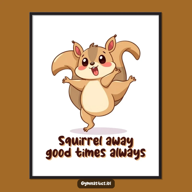 Free Printable Wall Art: Playful Squirrel Cartwheels, Funny Decor