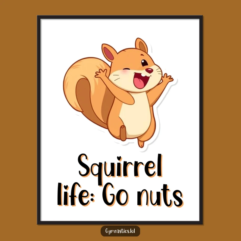 Funny Free Printable Wall Art: Playful Squirrel Somersault, Joyful Downloadable Decor!