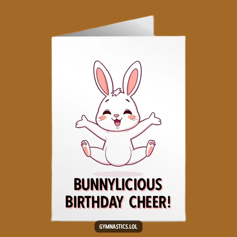Free Printable Birthday Card: Bunny Split Funny Flexibility Downloadable Gift