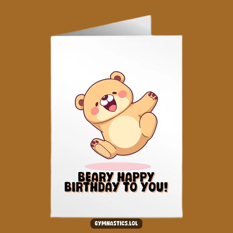 Free Printable Birthday Card: Funny Tumbling Bear Downloadable Gift for Laughs