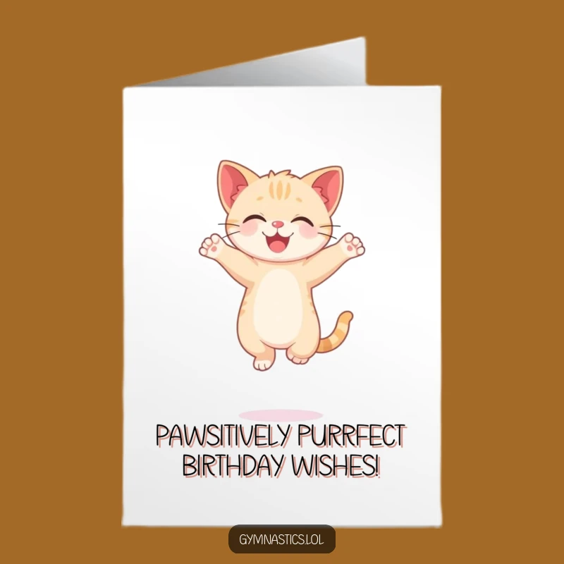 Free Printable Birthday Card: Funny Kitten Balancing Act - Hilarious Downloadable Greeting