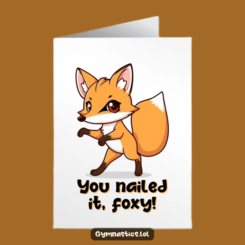 Free Printable Congrats Card: Amusing Fox Balancing for Your Downloadable Celebration Gift!
